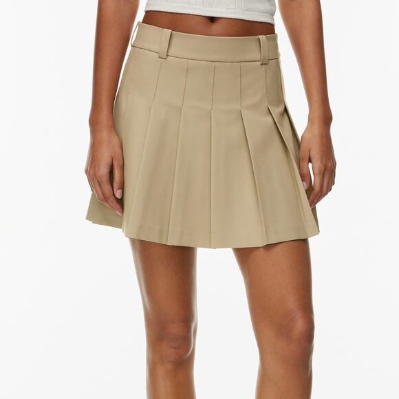Aritzia Sundeh Olive Micro Pleated Skirt Beige Tan brown - Picture 1 of 9